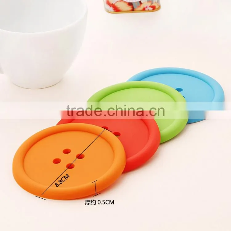 Creative and cute button shape silicone baking mat /round hot-resistant silicone coffer mat