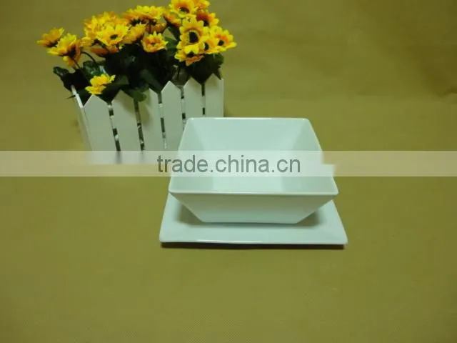 wholesale China Cheap stocked white porcelain ceramic soup bowl with dish
