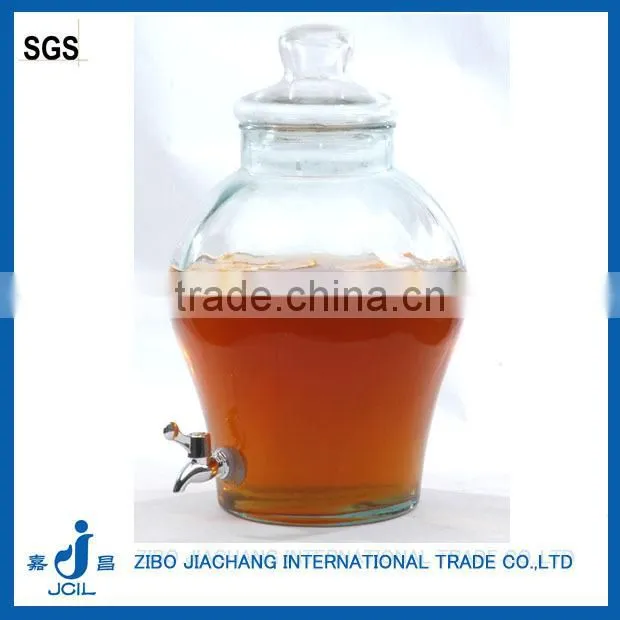 large glass wine jar with metal rack PJ03