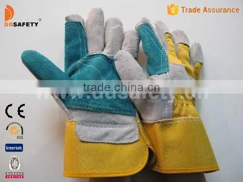 DDSAFETY With CE Cow Split Leather Safety Work Gloves Combined Working Gloves