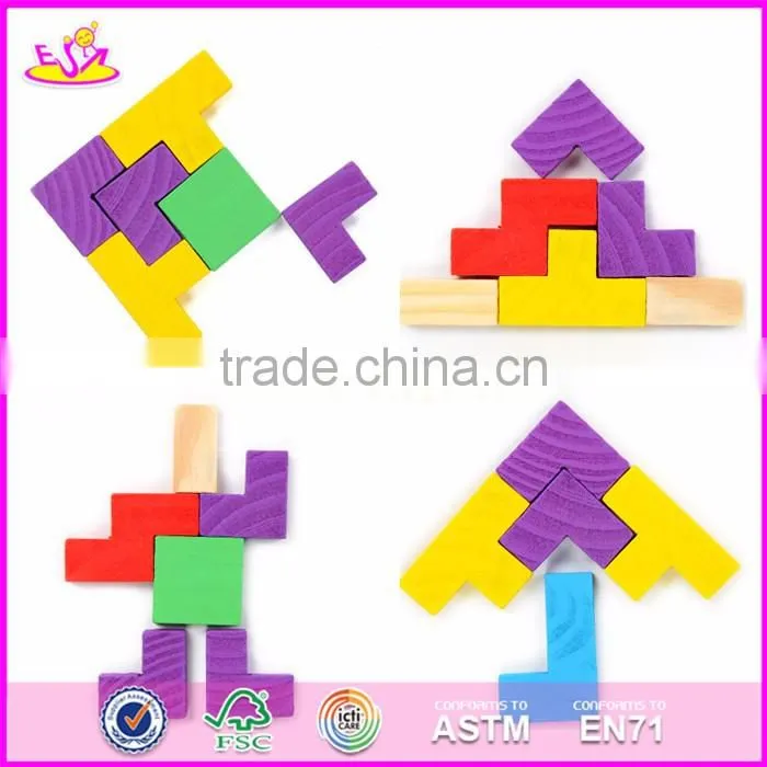 2017 Best design classic building toys wooden tetris game for kids education W14A169