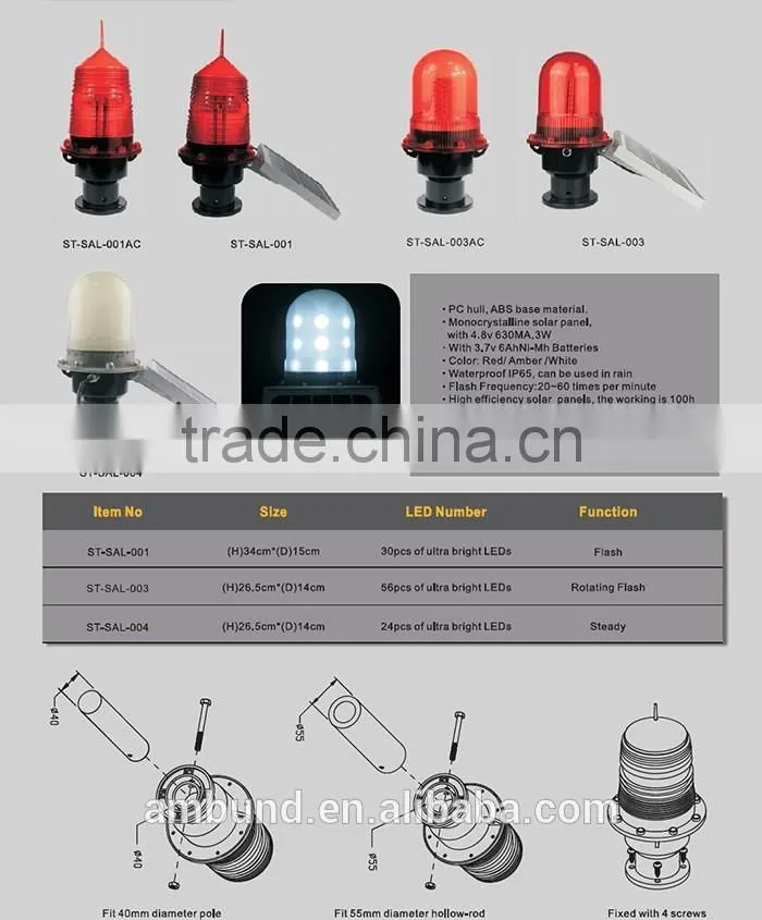 Durable and high quality solar LED marine light and aviation light
