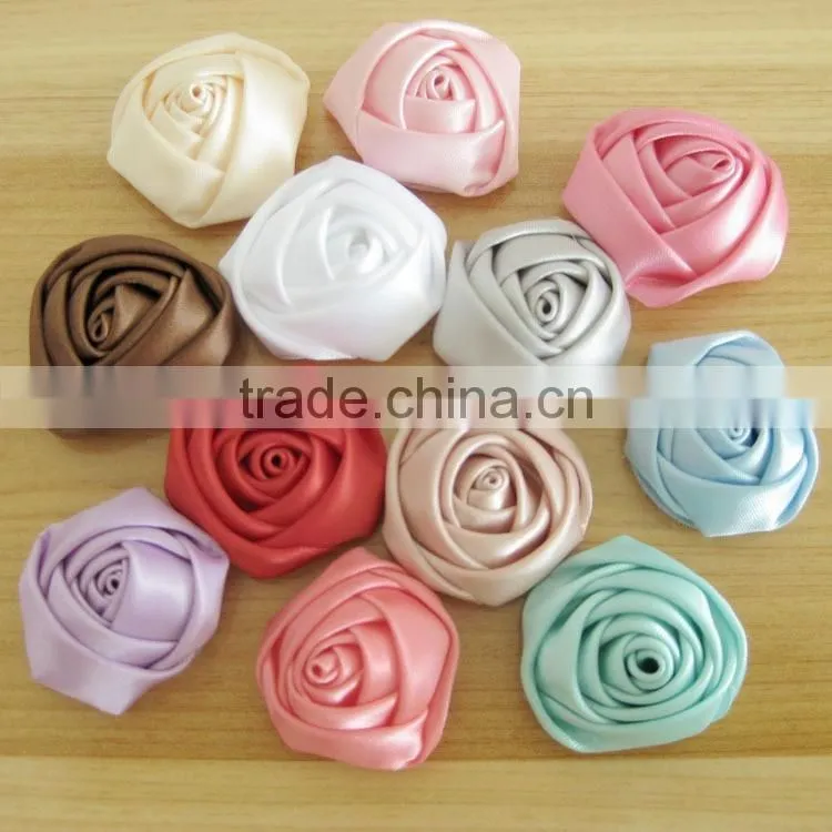 handmade satin rose flower headband for kids hair accessories