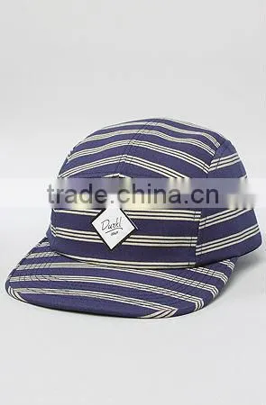 Stripe printed custom cheap baseball snap back flat cap