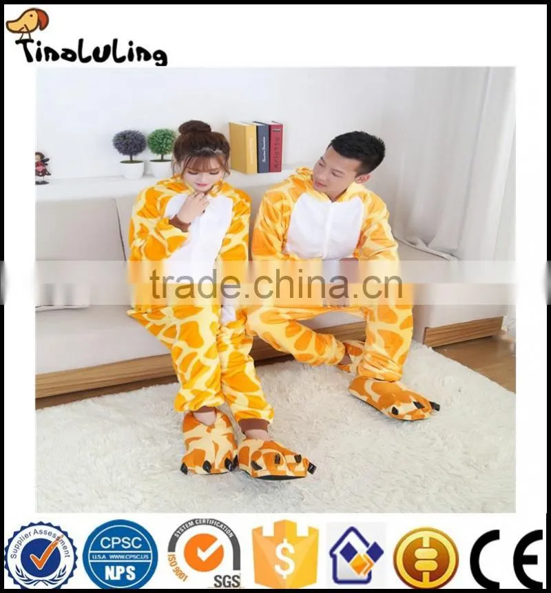 OEM Sexy Adult Funny Costume Giraffe One Piece Footie Flannel Pajamas For Winter