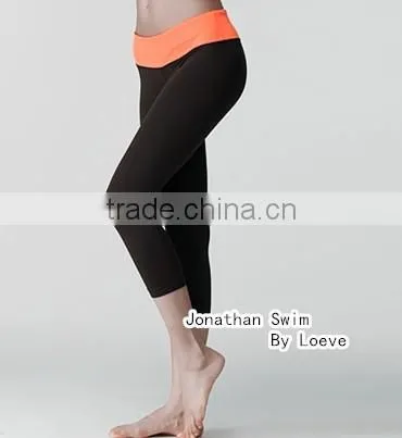 Women sports pants made of stretch nylon spandex fabric, yoga leggings for fitness wholesale