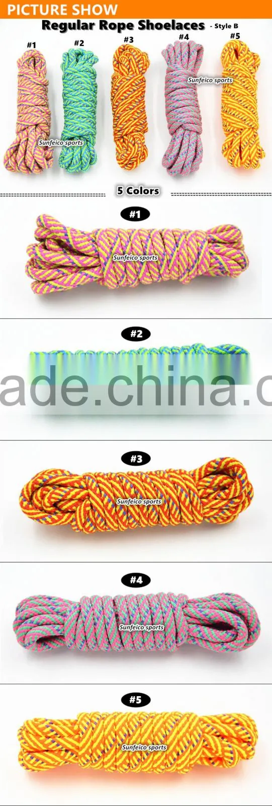 Exercise Rope Shoe Laces for Hiking Walking Safety Running Climbing Boots - Low Price Cord Coiled for Shoelace - 5 Colors