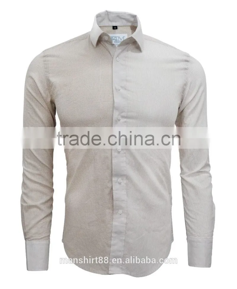 Latest shirt designs fashional Linen&Cotton special contrast slim fit shirts for men