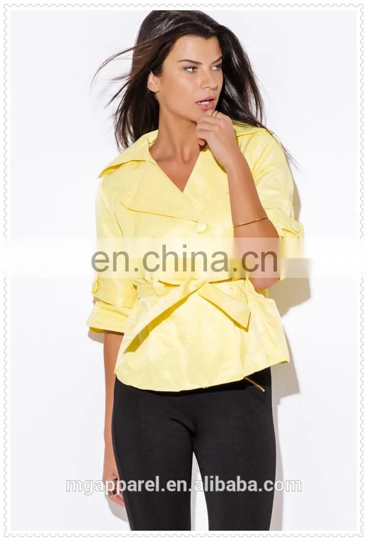 high quality lady yellow double breasted half sleeve jacket nepal low price