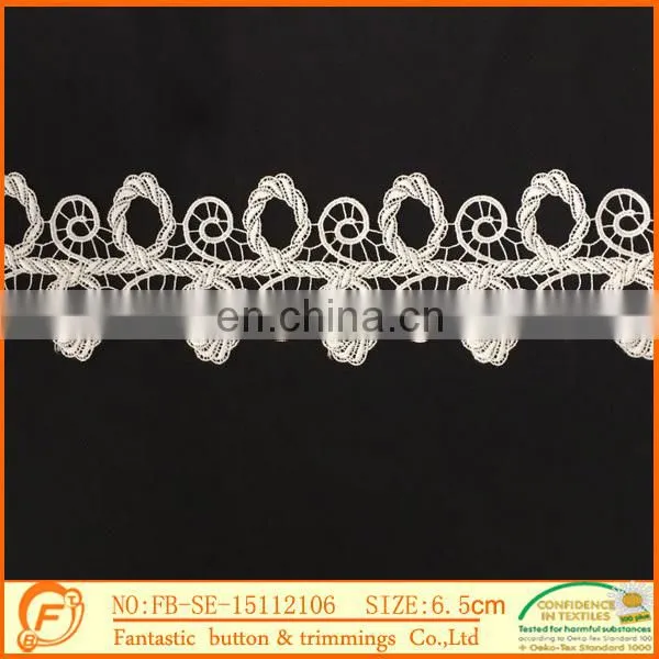ladies suits design pure white single scalloped floral trim lace fabric