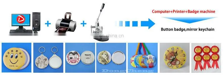 (44mm (1.3/4")pin button badge machine+ Circle Cutter +500pcs pin button badge machine maker