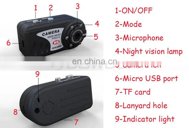 720*480 HD 12M pixels binocular night vision camera T8000 mini camera metal shell and video assisted light