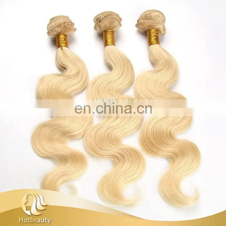 Hot sale natural blonde curly hair extensions, human hair body wave.