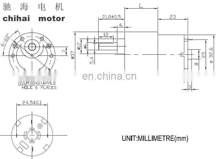 ChiHai Motor CHR-GM37-520 12v 24v Brush DC Motor With 37mm Metal Gear Box for Smart Car DIY Robot Parts
