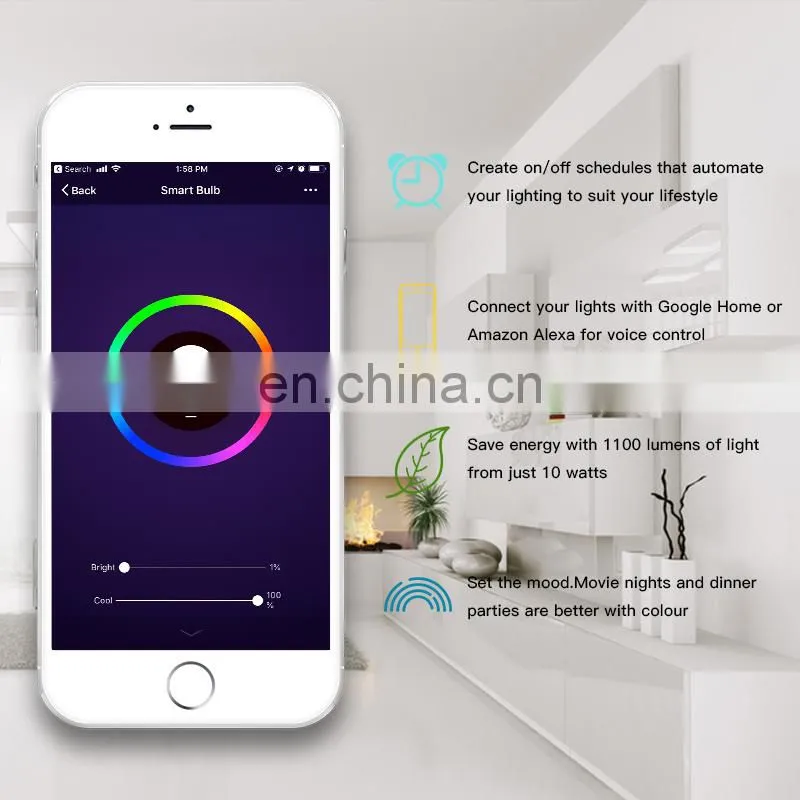 Group WiFi LED Bulb smart led wifi bulb Google Alexa controlled LED smart wifi light switch bulb
