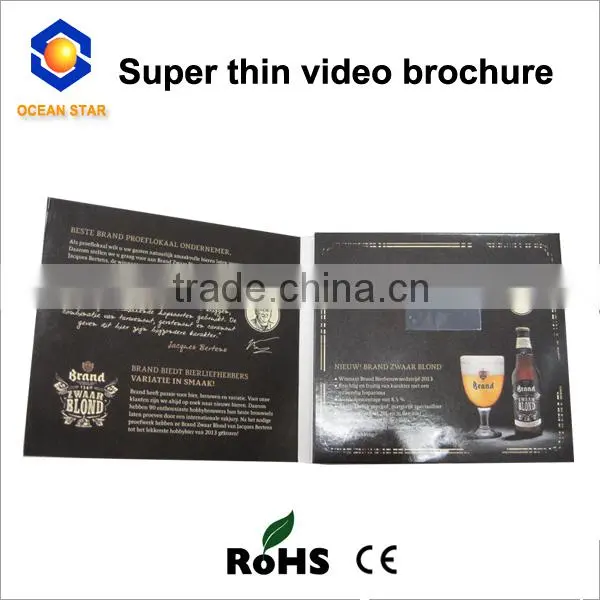super thin A5 cover size 4.3inch wedding invitation card,LCD video brochure,LCD video booklet