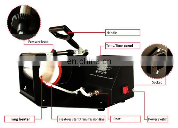 Factory Promotion CE Certification Digital Mug Heat Press Machine for cup ( 6-11oz 7.5-9cm press size adjustable )