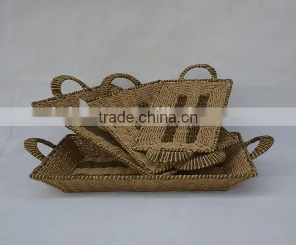 set of 4 rectangular wholesale paper rope woven egg tray