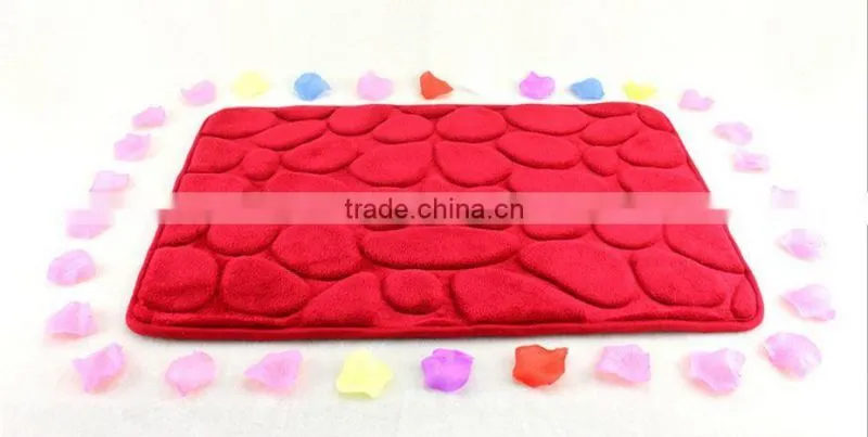 machine made modern stone design red coral fleece face mat