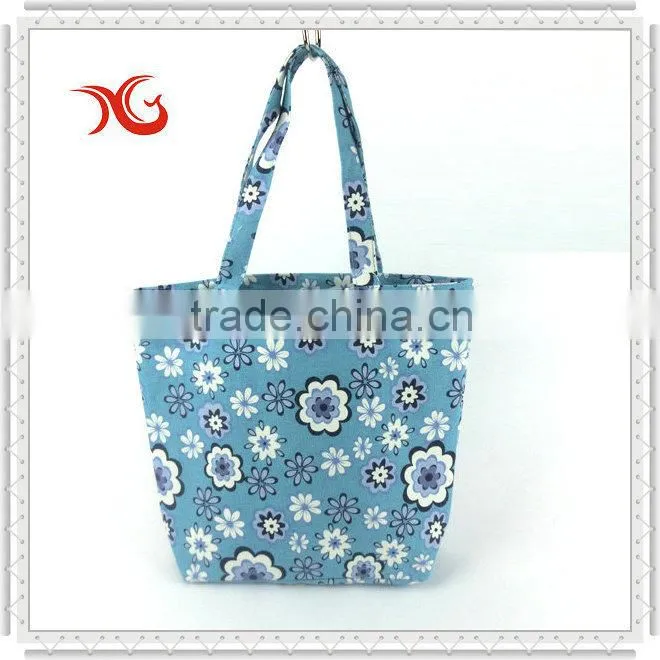 Flower design canvas beach bag