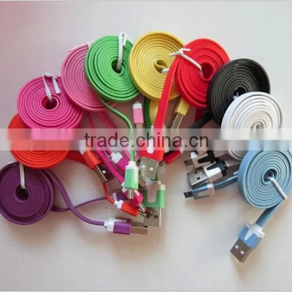Factory supply Noodles V8 Micro usb Cable for Samsung HTC LG SONG