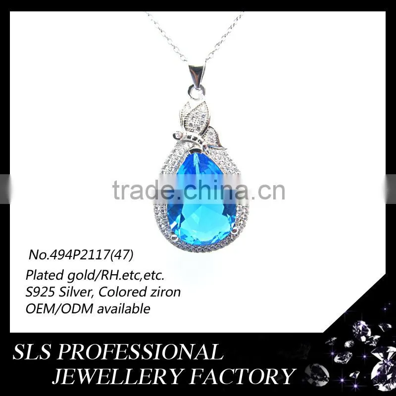 wholesale charm pendant 925 silver jewelry pendant for women roman aquamarine jewelry pendant