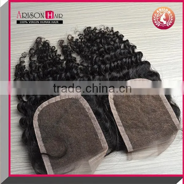 7a grade brazilian hair wholesale kinky curl hair lace closure with 4*4 bleached knots