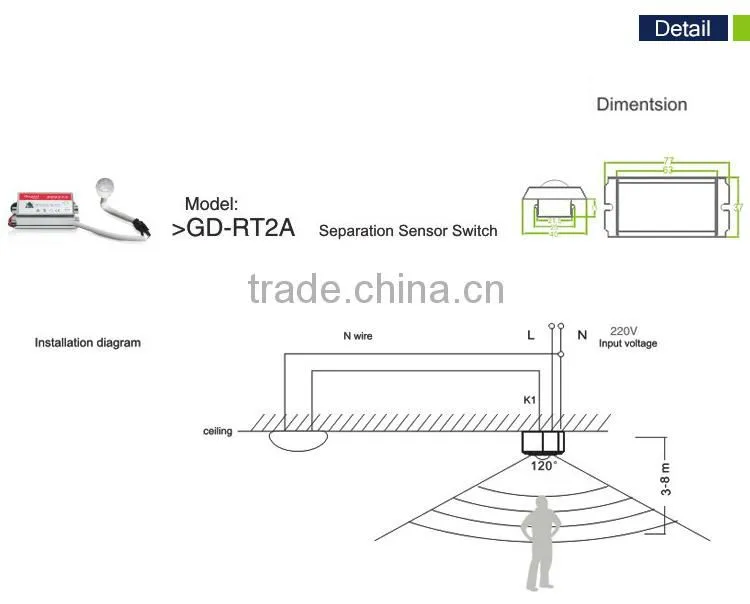 PIR separation security automatic sensor light switch