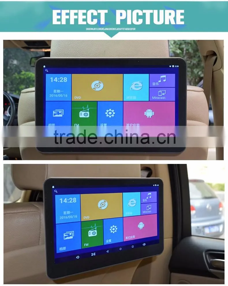 Hot selling 10.1inch android car headrest DVD player with andorid operate system