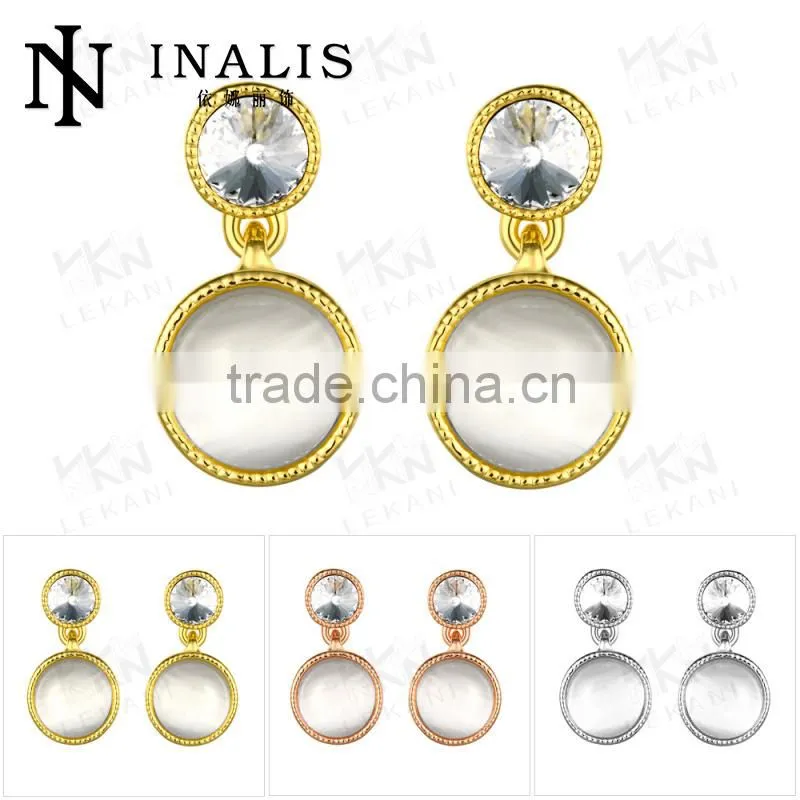 Lekani cateye with diamond 18K Gold fashoin elegant earring
