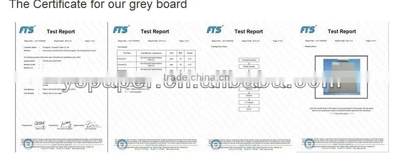 Laminated white coated duplex paper board with grey back