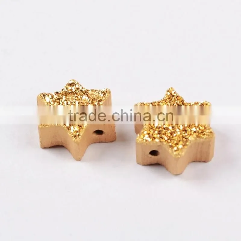Wholesale mogen david star loose flat agate druzy cabochon beads