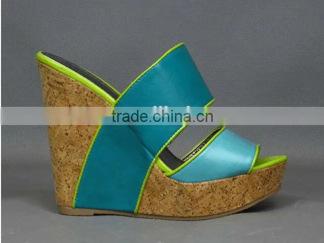 Candy blue women high heel wedge heel sandal shoes girl thick sole wedge heel women shoes