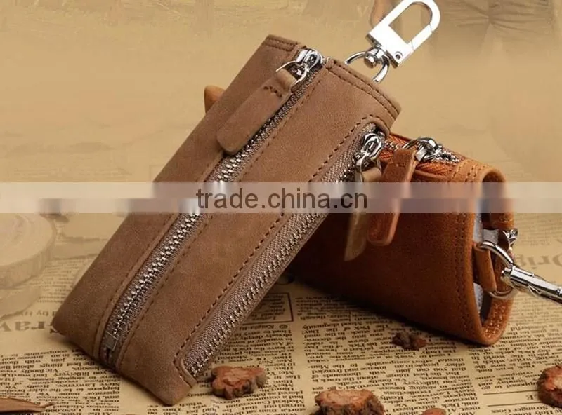 China factory zipper key holder leather wallet for multiple keys