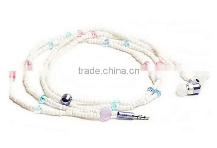 Fashion beaded stone earphone for promotion and gifts