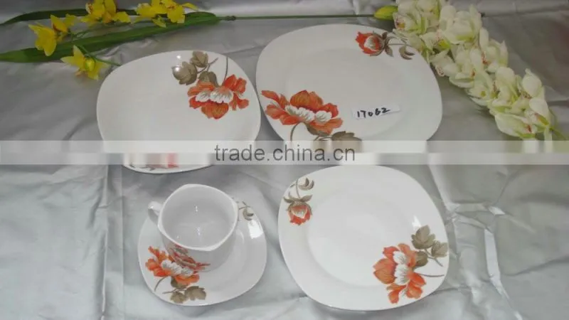 30pcs full decal glazed plated tableware set
