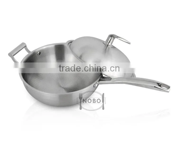 High Quality 3 Layers Stainless Steel 304 Non-stick Frying Pan with Lid