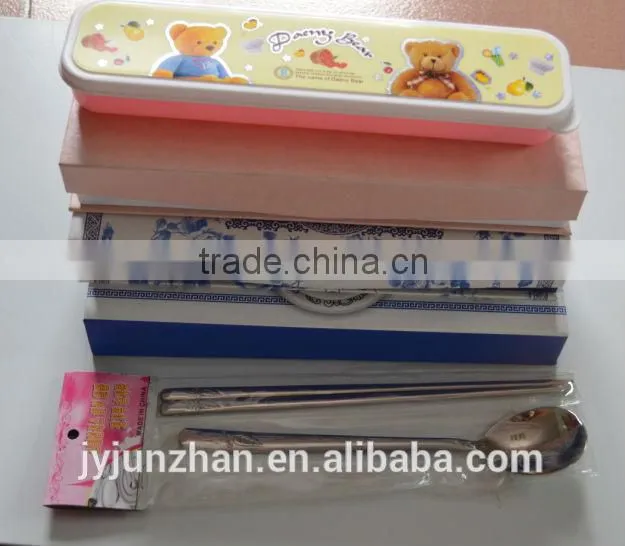 Stainless Steel Korean spoon and chopsticks set with gift blue box packing
