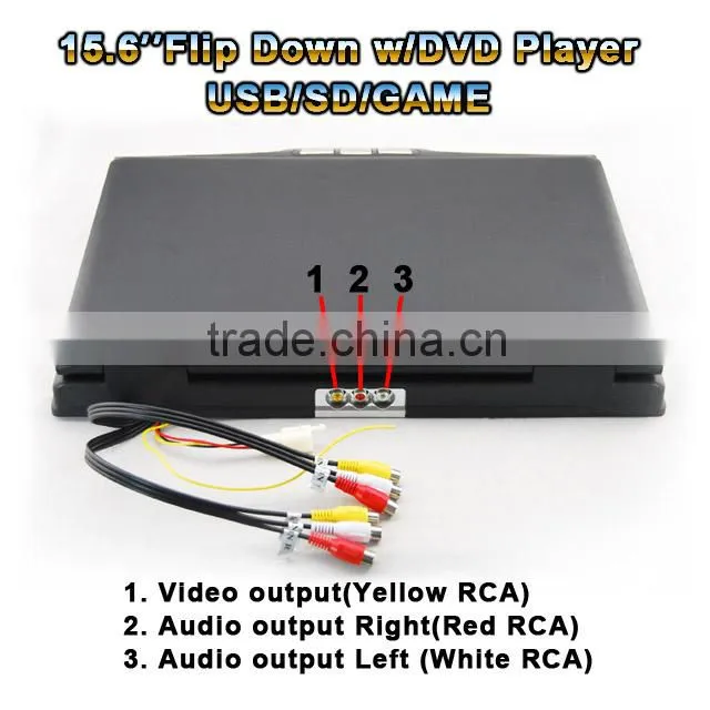 15.6 Inch TFT LCD Roof Mount Monitor With DVD Player Built-in IR For Wireless Headphone