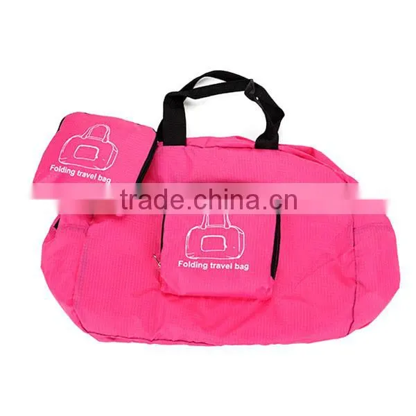 Foldable promotional unisex polyester travel luggage shoulder bag