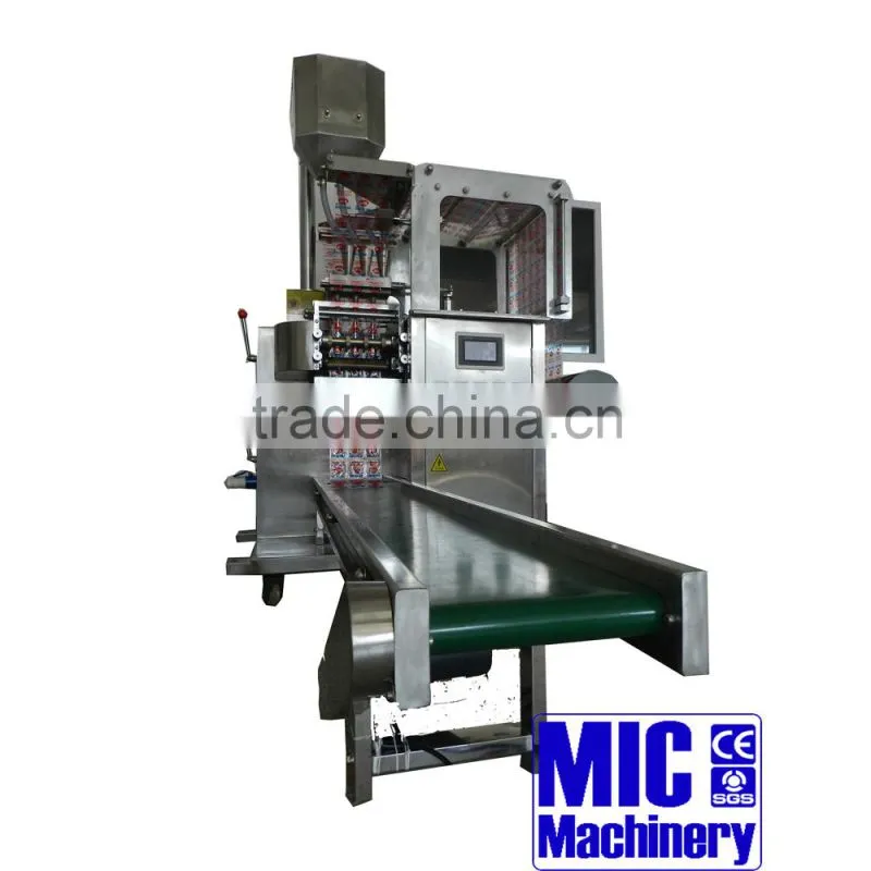 MIC- four side sealing and filling sachet /pouch packing machine willl reach 100-800bags/min for granlue and powder