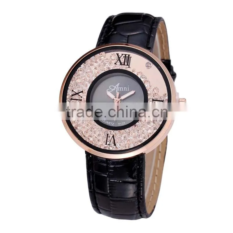 Brown Glass Lady Big Numbers Fashion Design Wrist Watch Women