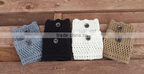 New Arrival Europe&American knitted Leg Warmers Hollow Piles Womens Leg Warmers With Buttons