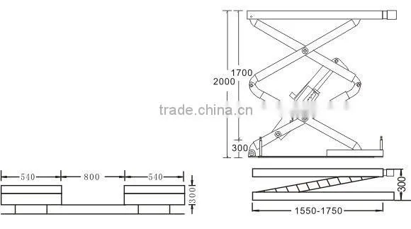 Auto car lift, 3Ton buried scissor lift