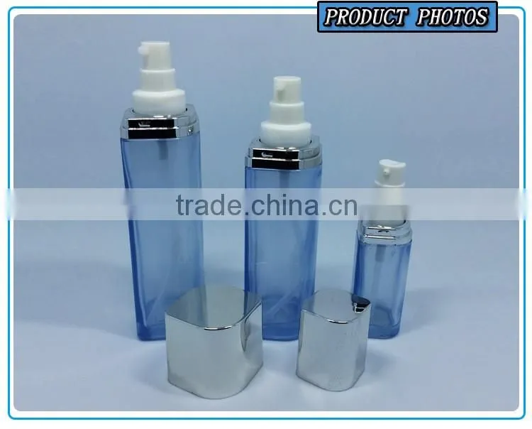 Empty square glass cosmetic oil bottle and cosmetic cream jar