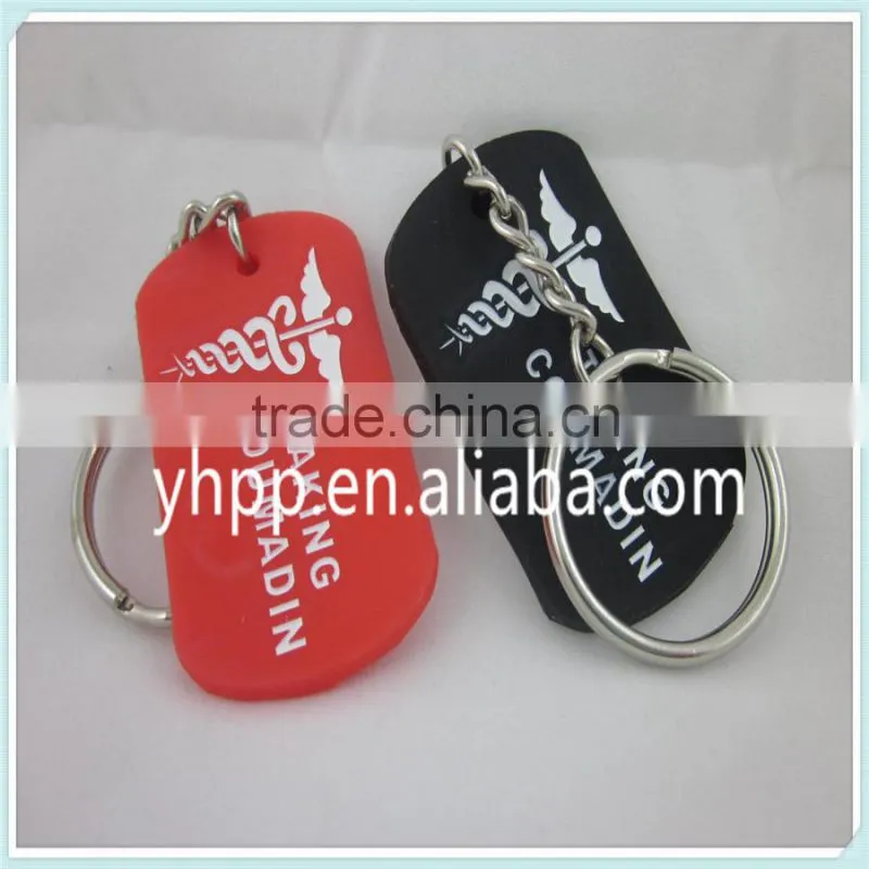 Custom TAKING COUMADIN Silicone Dog Tag Key Chain Ring 2 Colours