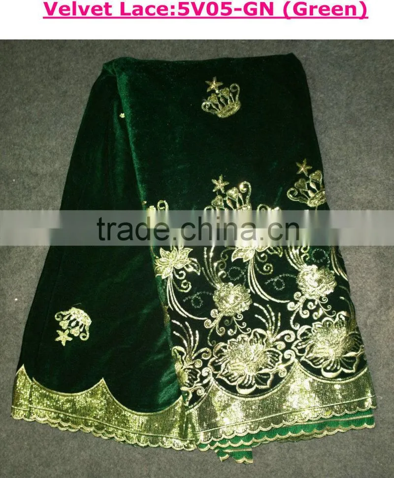 Velvet Lace For Lace Wedding Dressing/African velvet Lace Fabrics for wholesale
