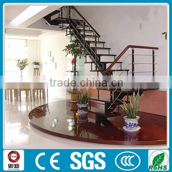 oak wood iron straight stair supplier used in door-YUDI