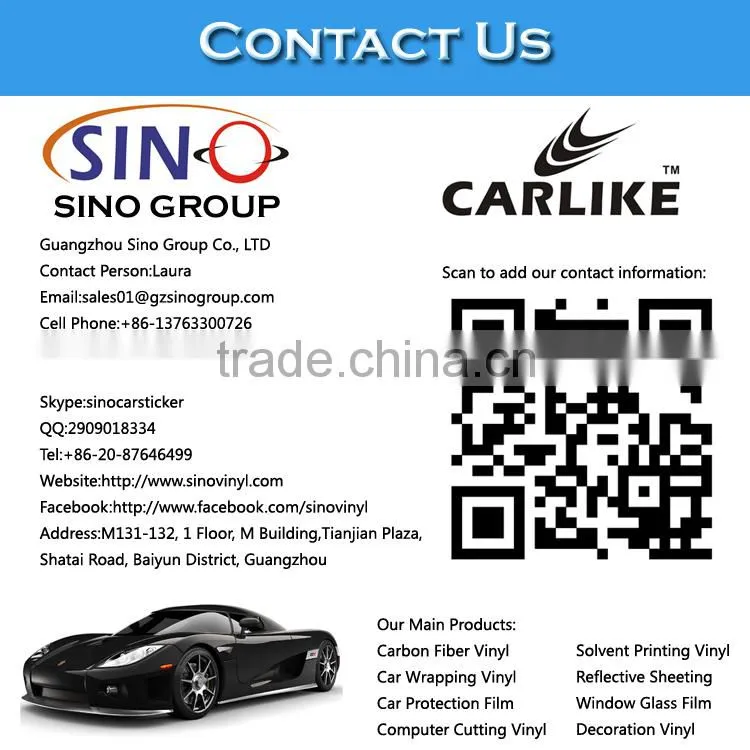 Removable Glue SINO Car Automobile Orange Carbon Fiber Car Wrap Vinyl Film