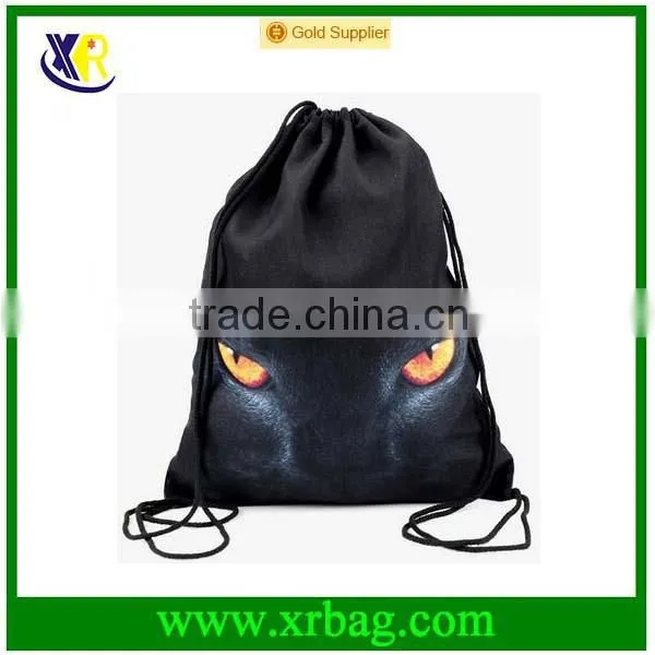 Women's Daypacks Printing Black Cat Backpack For Travel Mochila Harajuku Drawstring Bag Custom